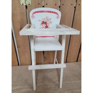 Vintage 25" Strawberry Baby Doll High Chair Wooden HIGHCHAIR